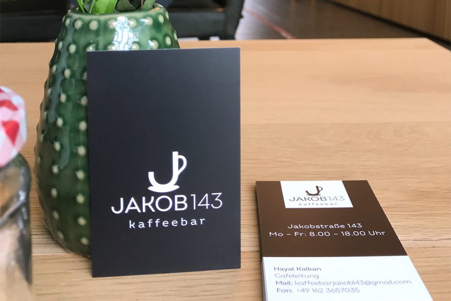 Jakob 143 Kaffeebar, Visitenkarte