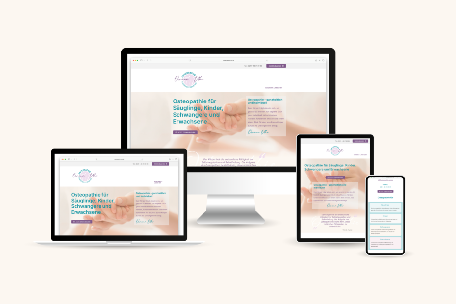 Webseite Osteopathie-Uhr – Responsive Gesamtübersicht
