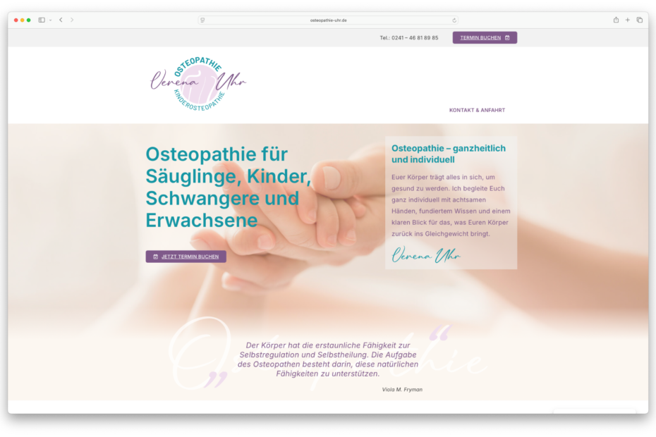 Webseite Osteopathie-Uhr – Startseite