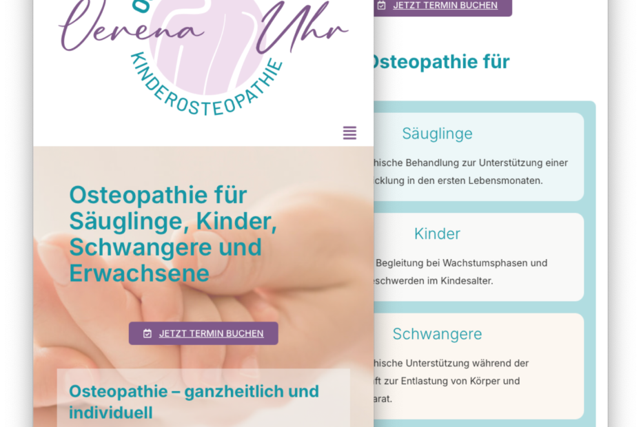 Webseite Osteopathie-Uhr – Mobile Ansicht